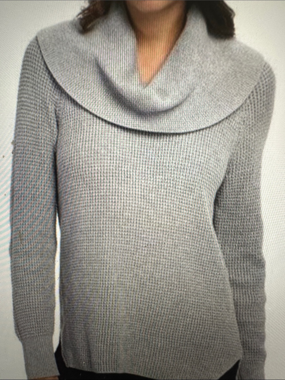 Michael Kors Light Gray Waffle Knit Cowl Neck Sweater